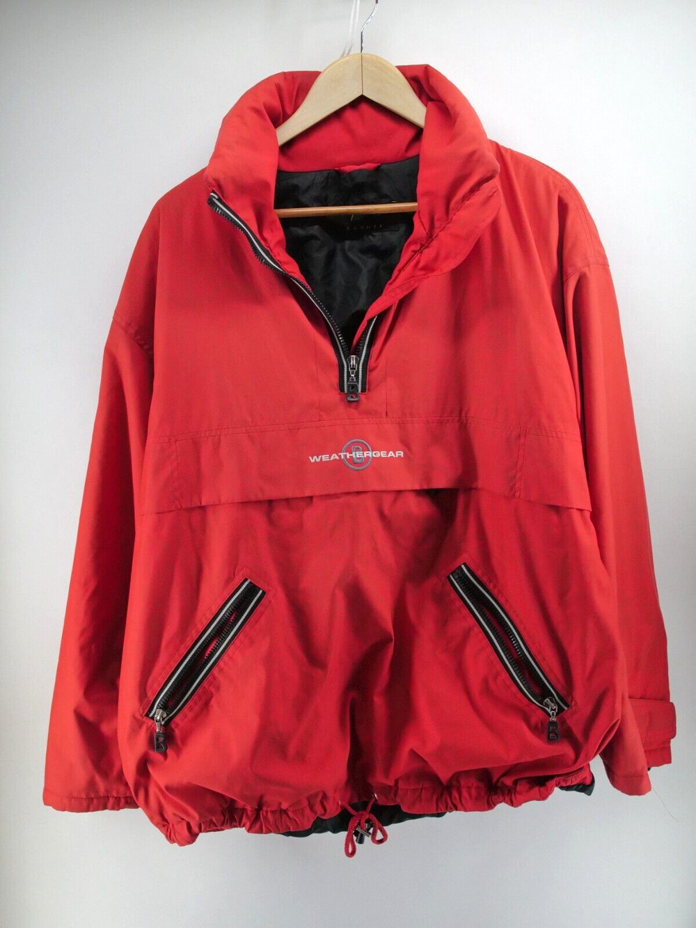 Bogner Embroidered 1/4 Zip Pullover Jacket Weathergear Small Red